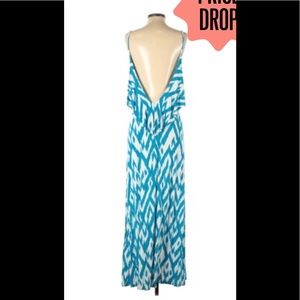 Arden B White & Blue Backless Maxi dress